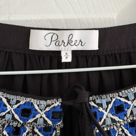 Parker Black Embroidered Boho Blouse, size Small - Picture 2 of 7